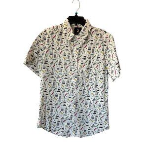 Jack Sage Radical 2.0 Camp Shirt Ski Lift Snowboard Print Mens Small NWT